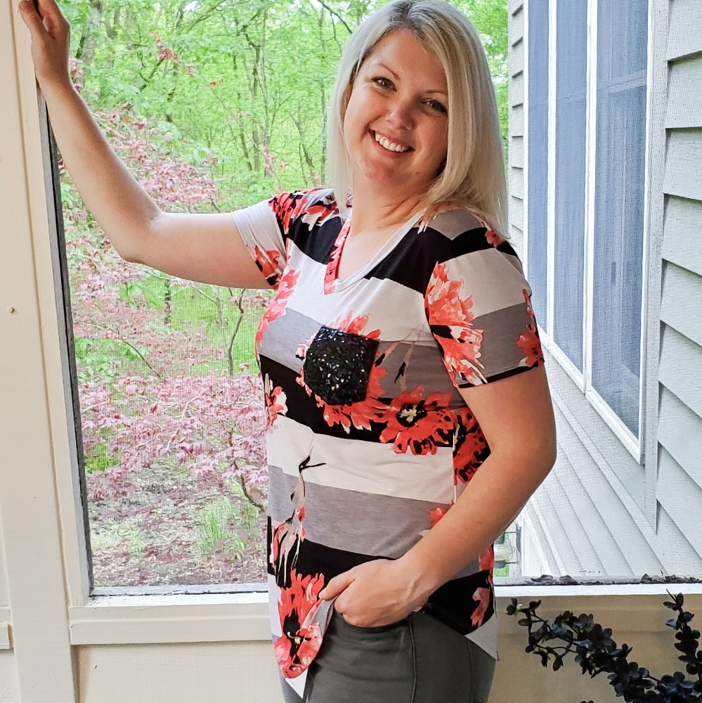 Floral Stripe Contrast